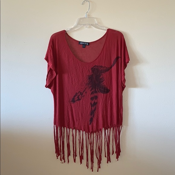 living doll Tops - Distressed Rust Colored Top living doll Tops - Distressed Rust Colored Top